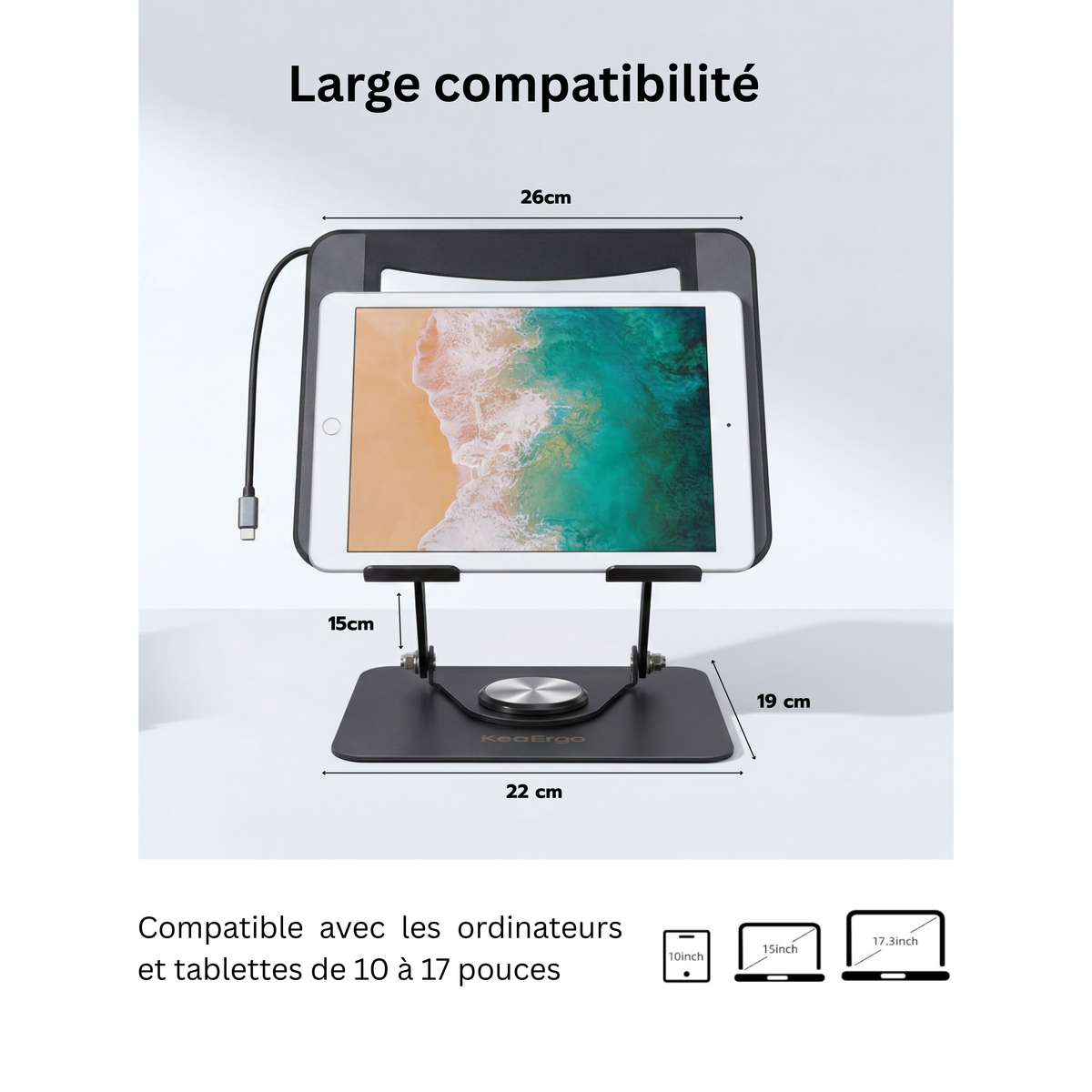 Support PC Rotatif 360° — Hub HDMI SD USBC 7-en-1 | Réglable & Pliable