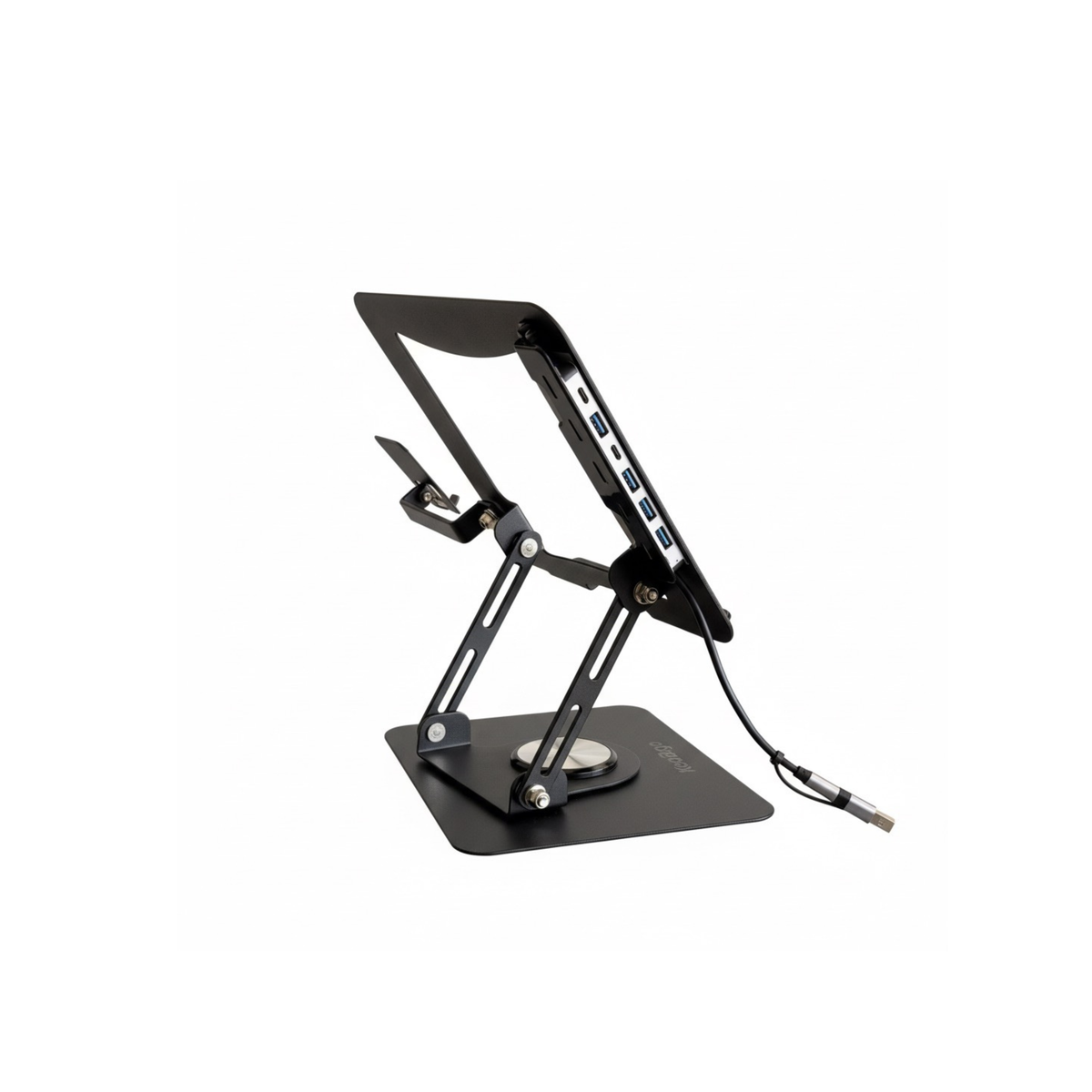 Support PC Rotatif 360° — Hub USBC 7-en-1 + Support Téléphone | Réglable & Pliable