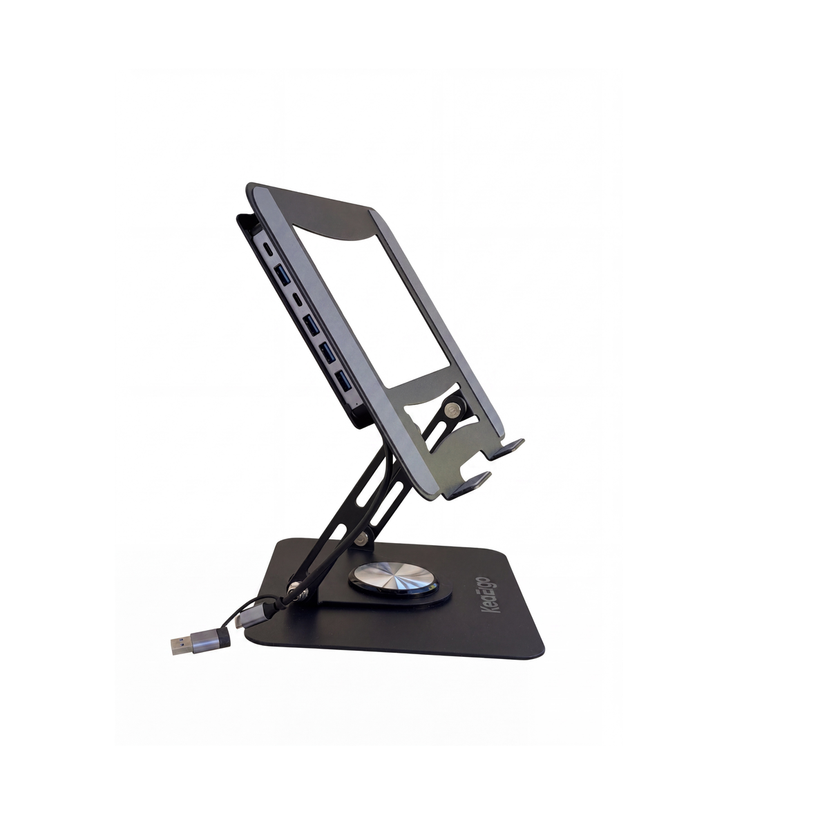 Support PC Rotatif 360° — Hub USB 7-en-1 | Réglable & Pliable