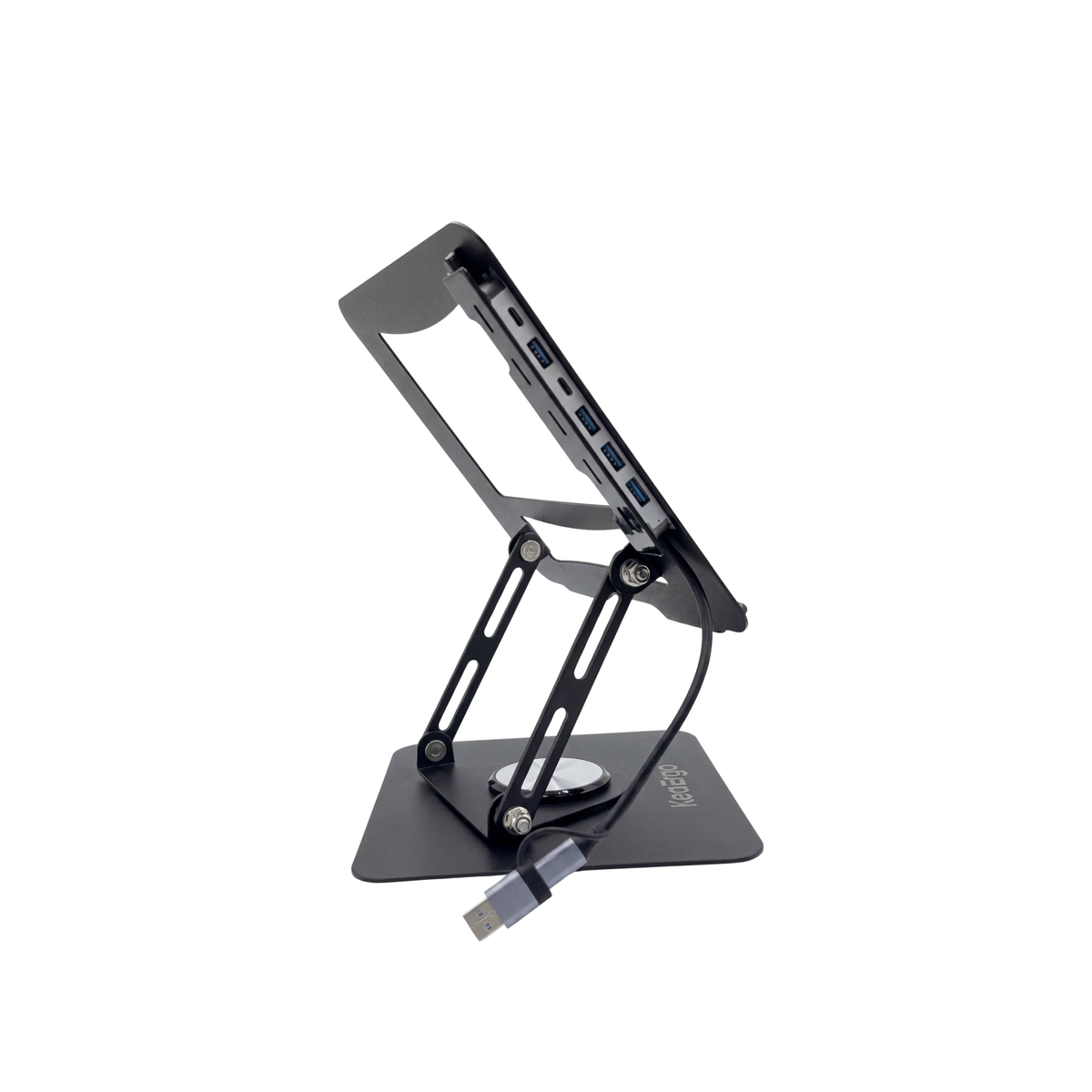 Support PC Rotatif 360° — Hub USB 7-en-1 | Réglable & Pliable