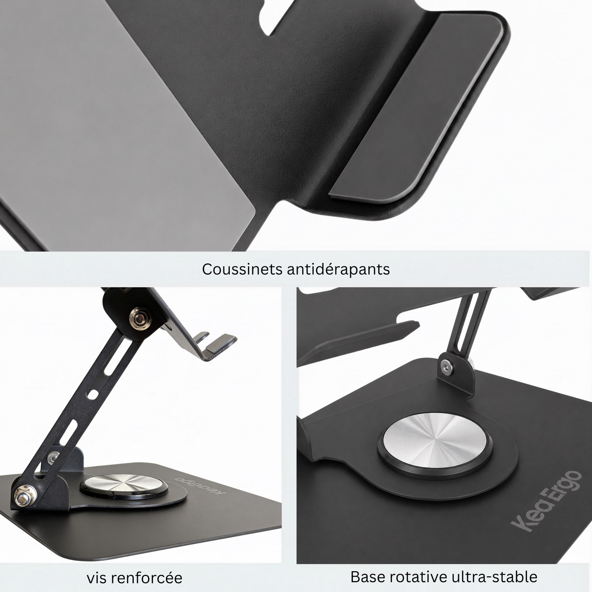 Support PC Rotatif 360° — Hub USB 7-en-1 | Réglable & Pliable