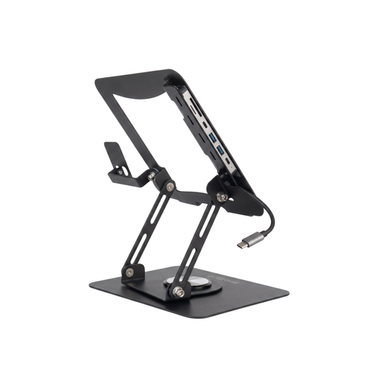Support PC Rotatif 360° — Hub HDMI 7-en-1 + Support Téléphone | Réglable & Pliable