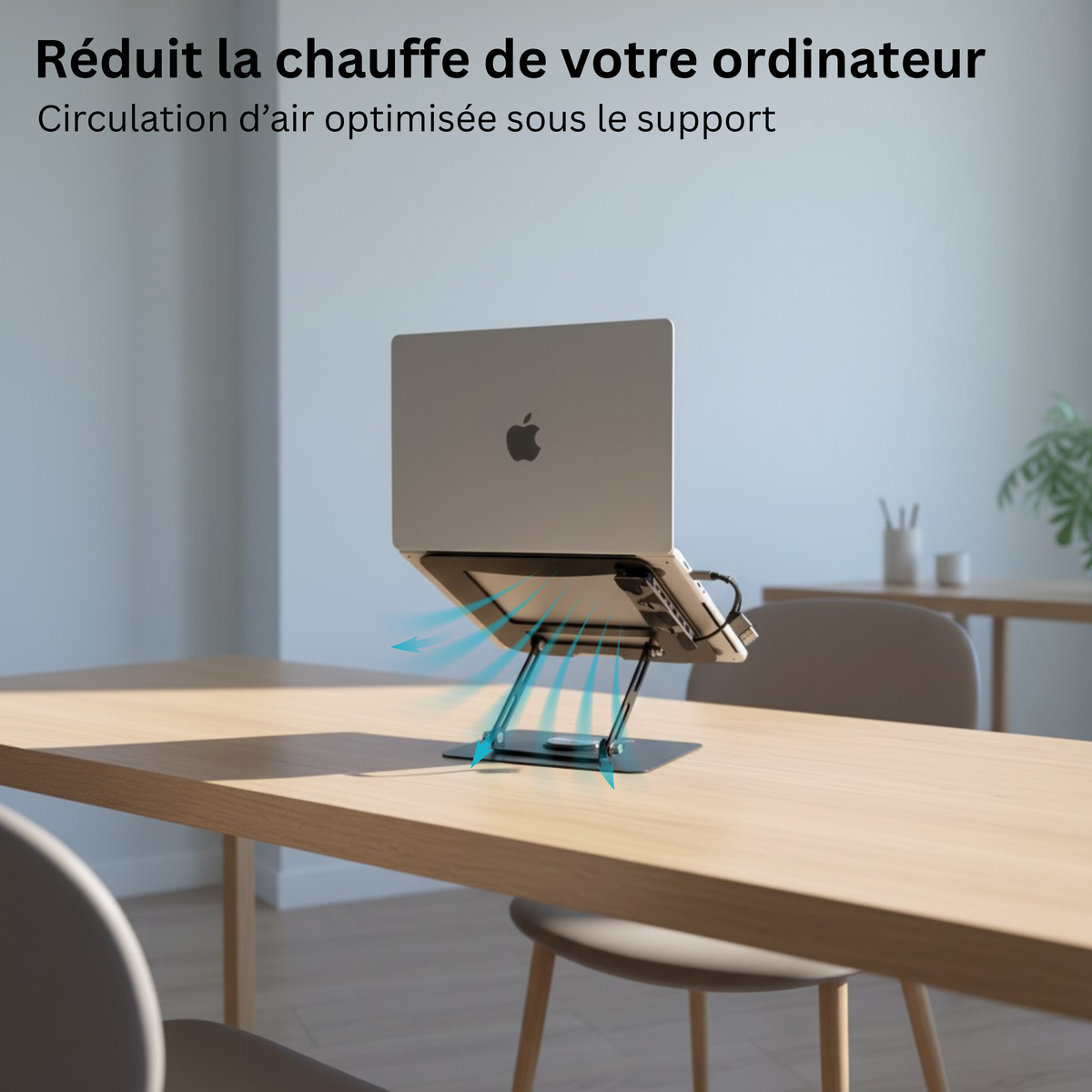 Support PC Rotatif 360° — Hub USB 7-en-1 | Réglable & Pliable